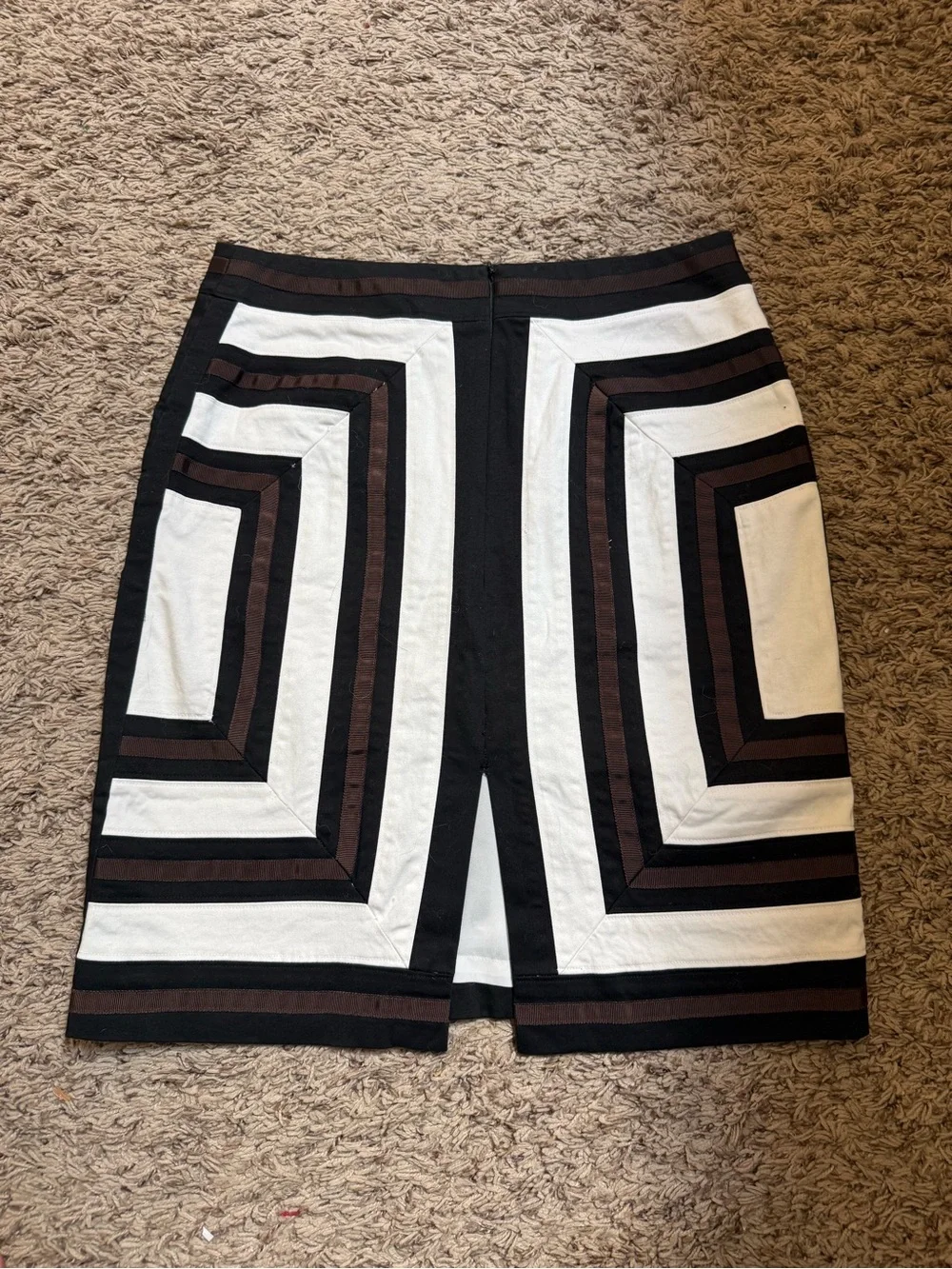 White House Black Market- (8)Black, White & Brown Geometric Pencil Skirt - Picture 2 of 11